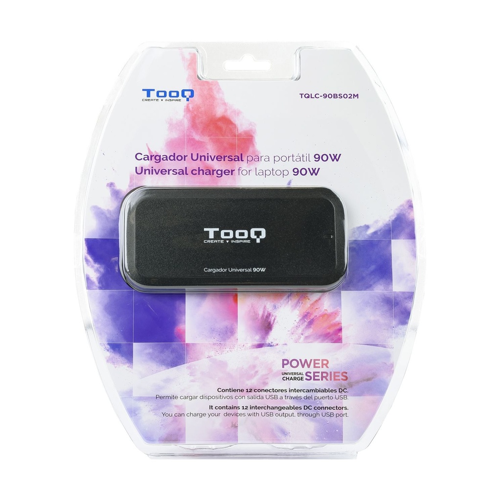 Cargador de Portátil TooQ TQLC-90BS02M/ 90W/ Manual/ 12 Conectores/ Voltaje 15-24V/ 1 USB