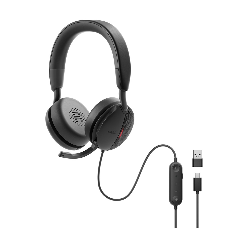 DELL Auriculares con ANC y cable Pro Plus - WH5024, Alámbrico, Llamadas/Música, 20 - 20000 Hz, 189 g, Auriculares, Negro