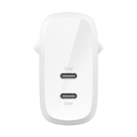 DUAL 30W USB-C WALL CHARG PD 60W WH