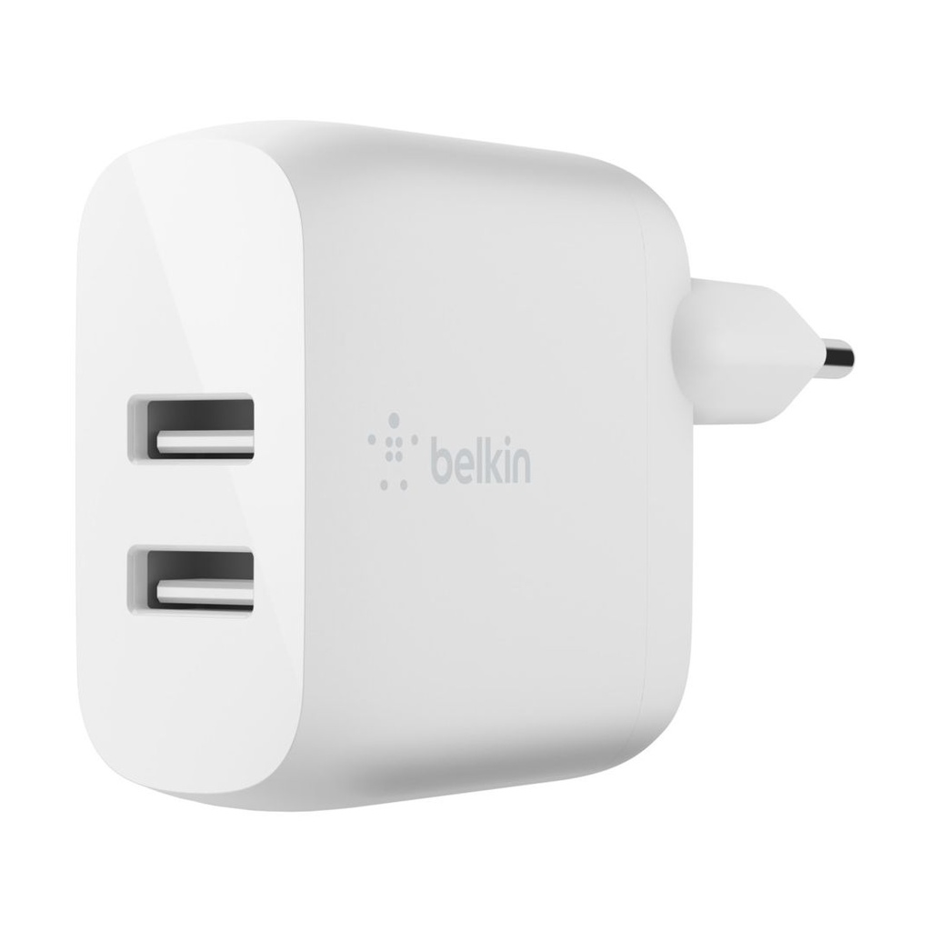 DUAL USB-A CHARGER 1M A-C 24W WHT