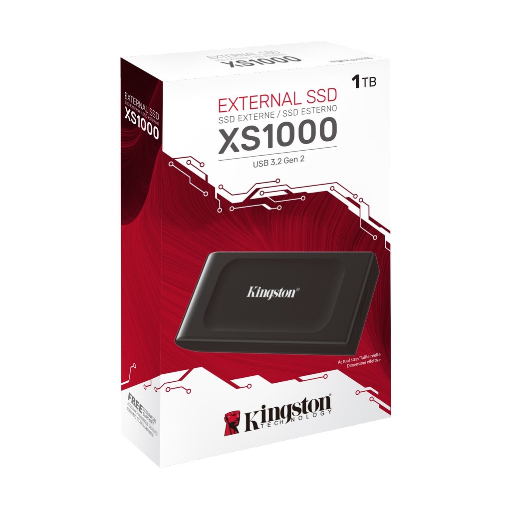 Disco Externo SSD Kingston XS1000 1TB/ USB 3.2/ Negro