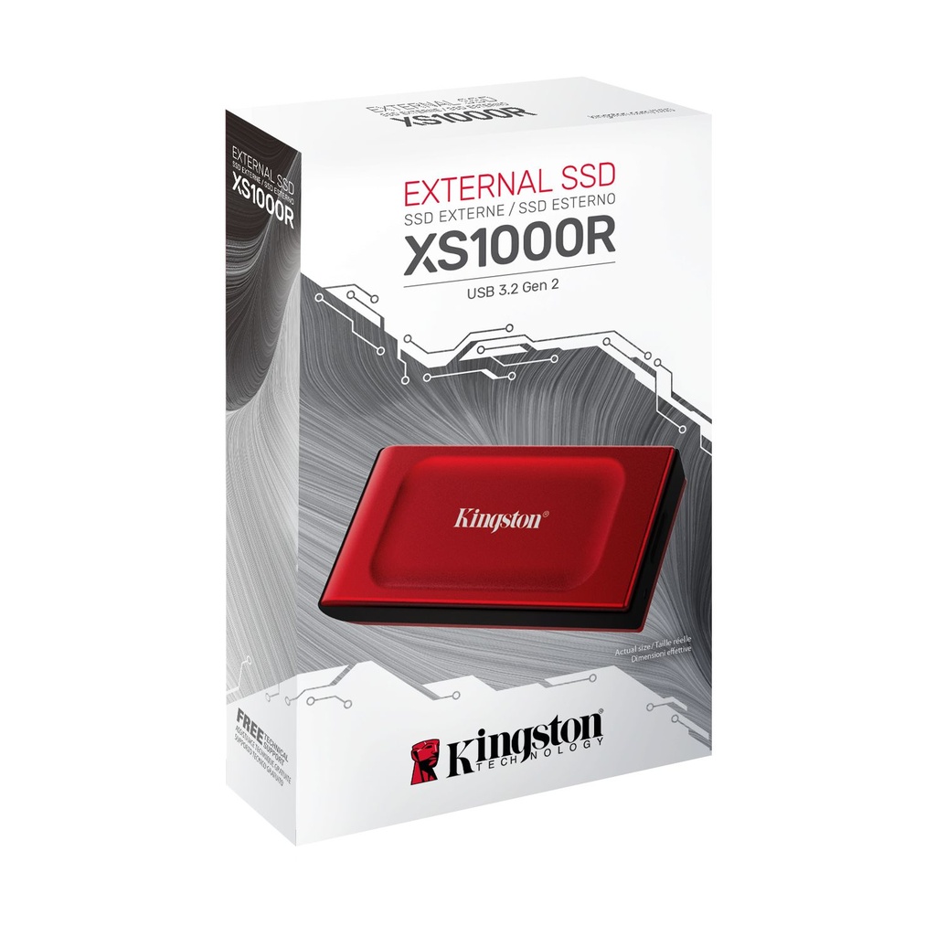 Disco Externo SSD Kingston XS1000 1TB/ USB 3.2/ Rojo