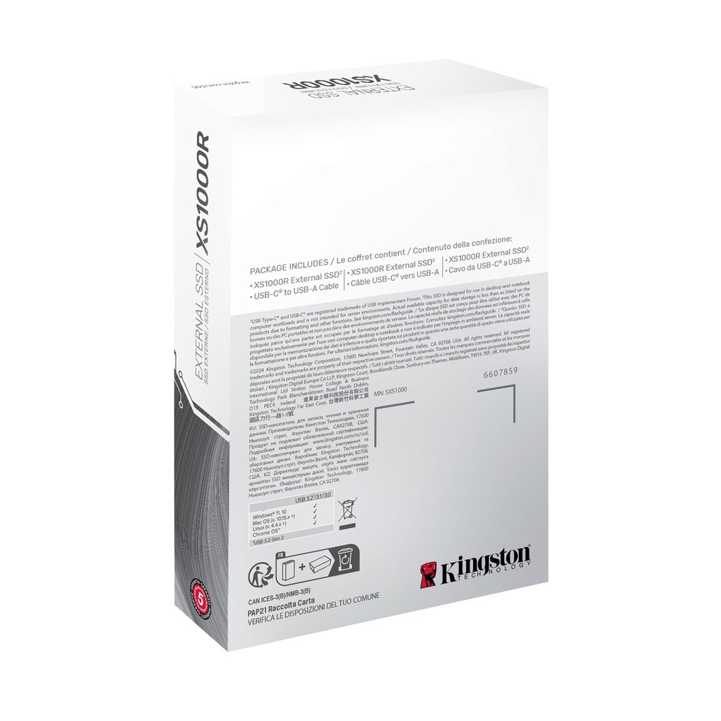 Disco Externo SSD Kingston XS1000 1TB/ USB 3.2/ Rojo