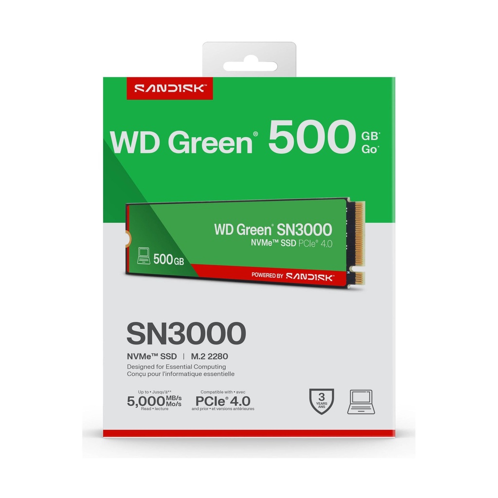 Disco SSD Western Digital WD Green SN3000 500GB/ M.2 2280 PCIe