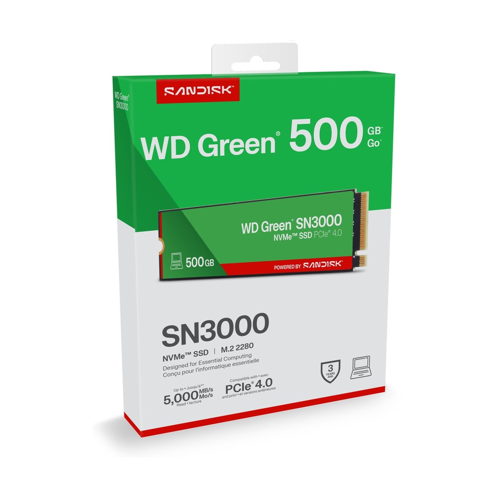Disco SSD Western Digital WD Green SN3000 500GB/ M.2 2280 PCIe