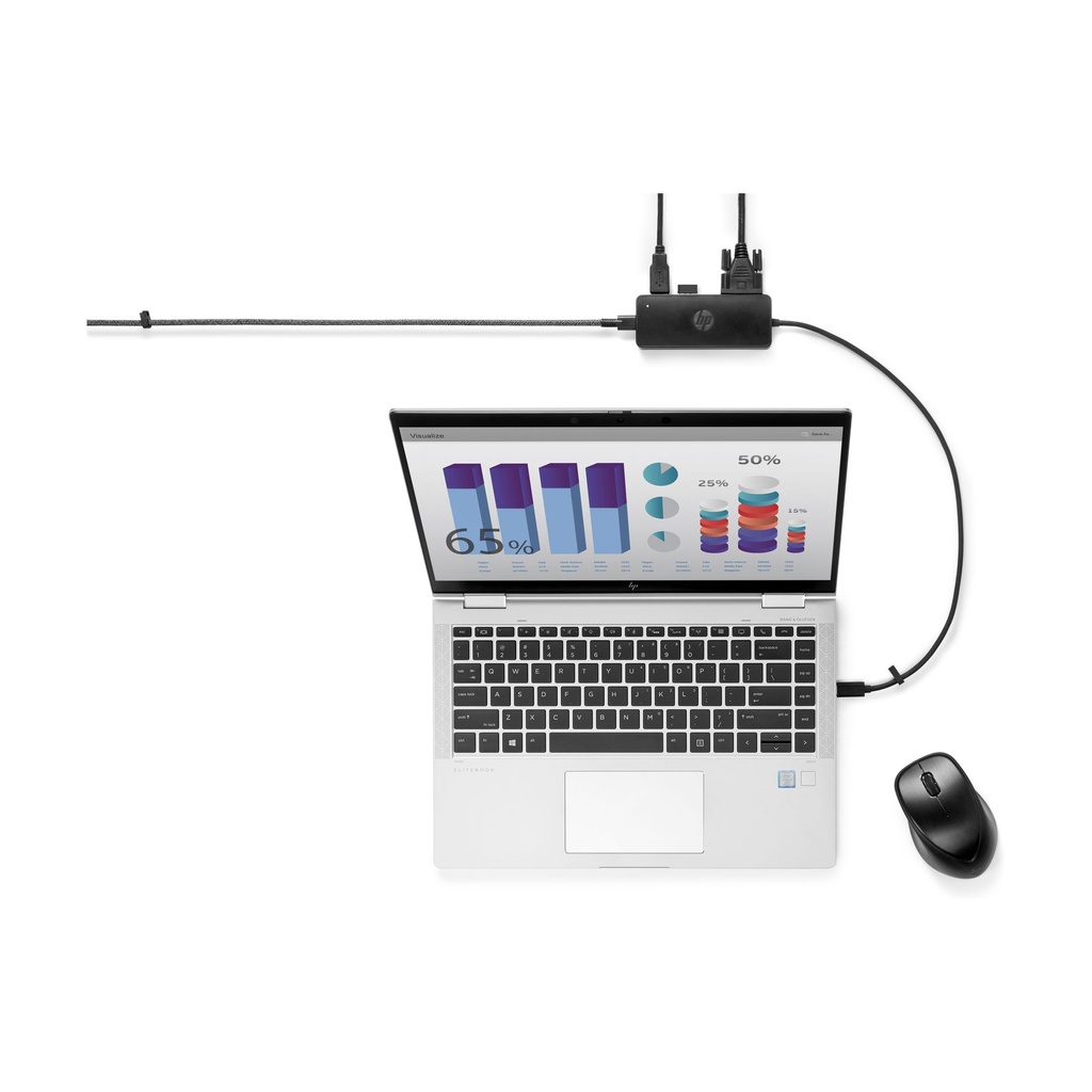 Docking USB 3.0 Tipo-C HP USB-C Travel G2/ 2xUSB/ 1xHDMI 4K/ 1xVGA