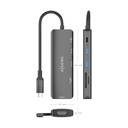 Docking USB Tipo-C Aisens ASUC-5P011-GR/ 1xHDMI 4K/ 2xUSB/ 1xUSB Tipo-C PD/ 1xLector Tarjetas/ Gris