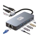 Docking USB Tipo-C Leotec LEDS02/ 3xUSB/ 1xUSB Tipo-C/ 1xUSB Tipo-C PD/ 2xHDMI 4K/ 1xRJ45/ 1xLector Tarjetas SD y MicroSD/ Gris