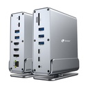 Docking USB Tipo-C Leotec LEDS06/ 5xUSB/ 2xUSB Tipo-C/ 1xUSB Tipo-C PD/ 1xDisplayPort/ 2xHDMI 4K/ 1xRJ45/ 1xJack 3.5/ 1xLector de Tarjetas/ Gris