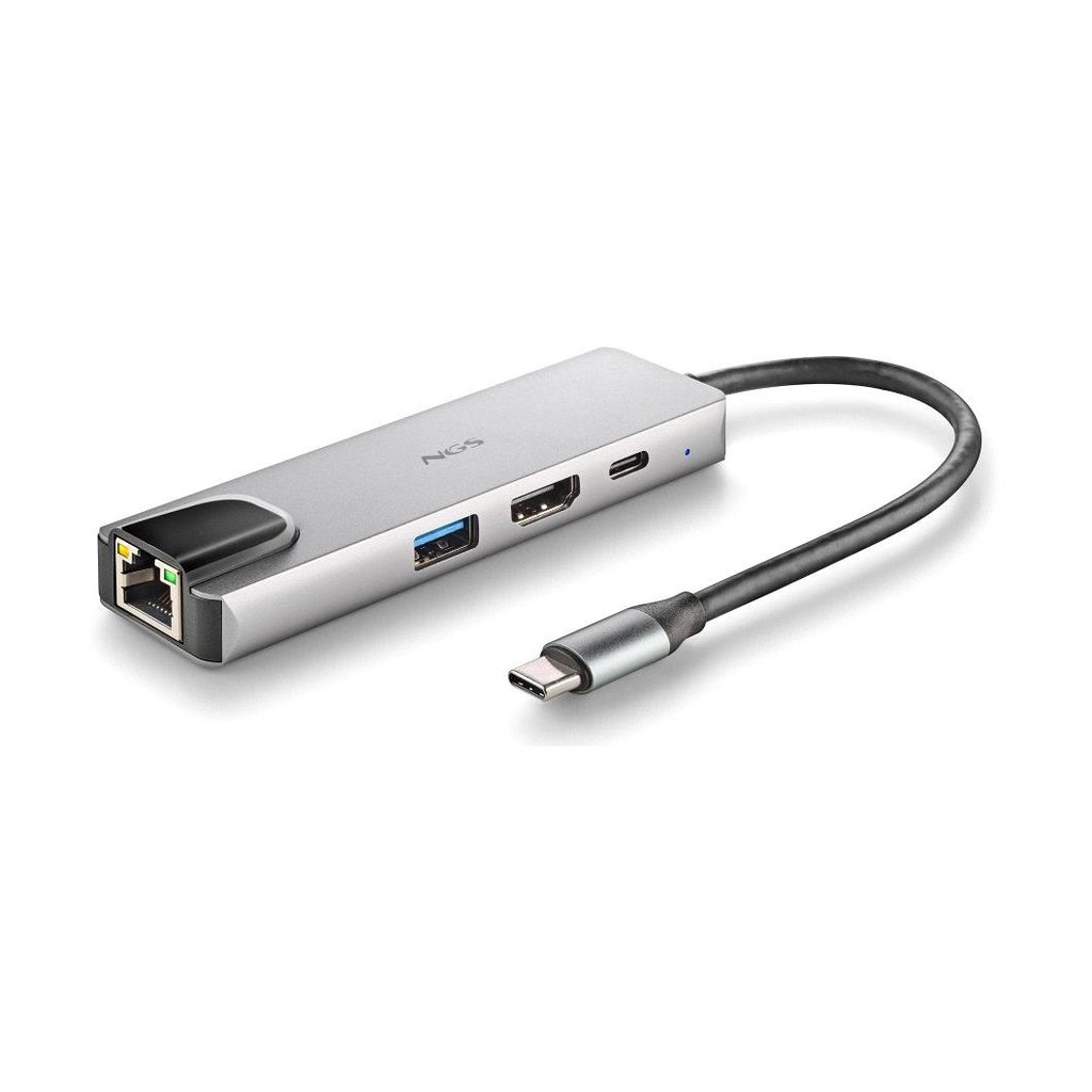 Docking USB Tipo-C NGS WonderDock Supra/ 1xUSB/ 1xUSB Tipo-C DP/ 1xHDMI 4K/ 1xRJ45/ Gris