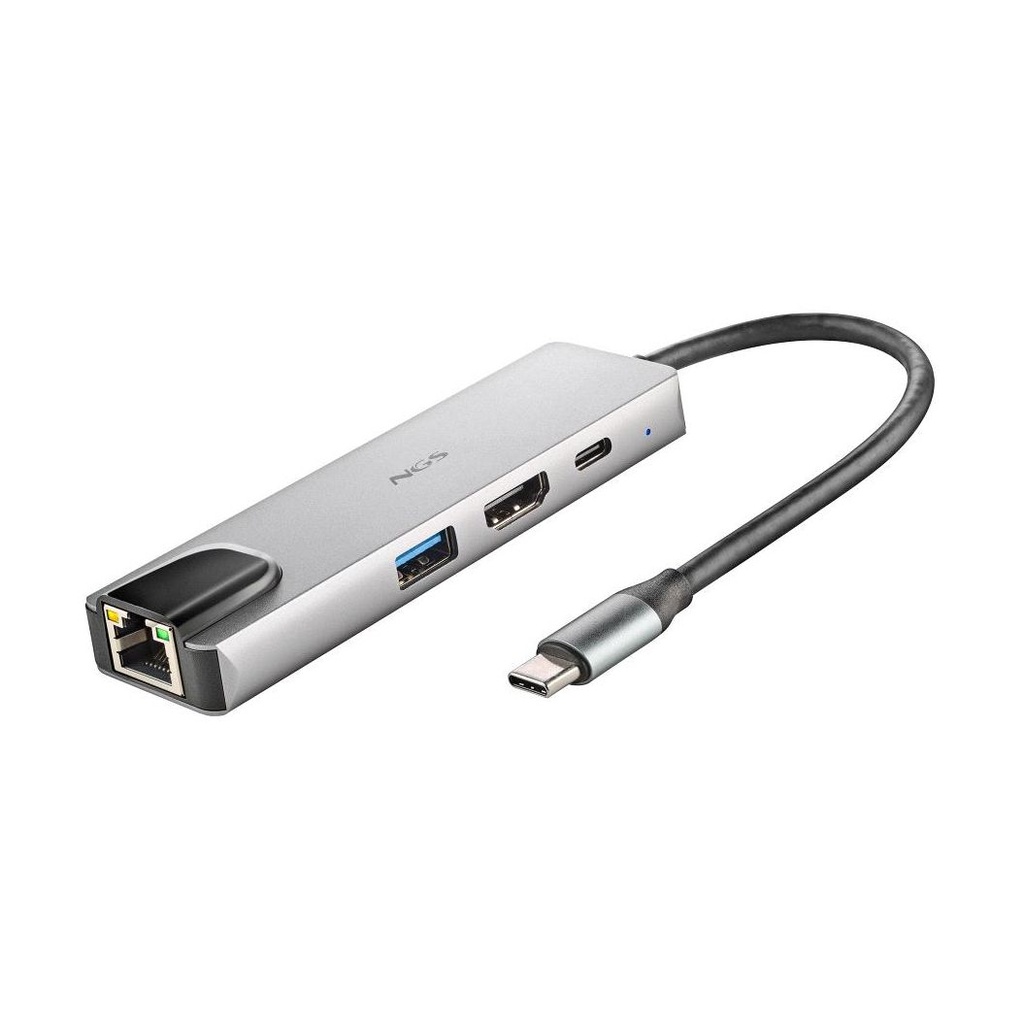 Docking USB Tipo-C NGS WonderDock Supra/ 1xUSB/ 1xUSB Tipo-C DP/ 1xHDMI 4K/ 1xRJ45/ Gris