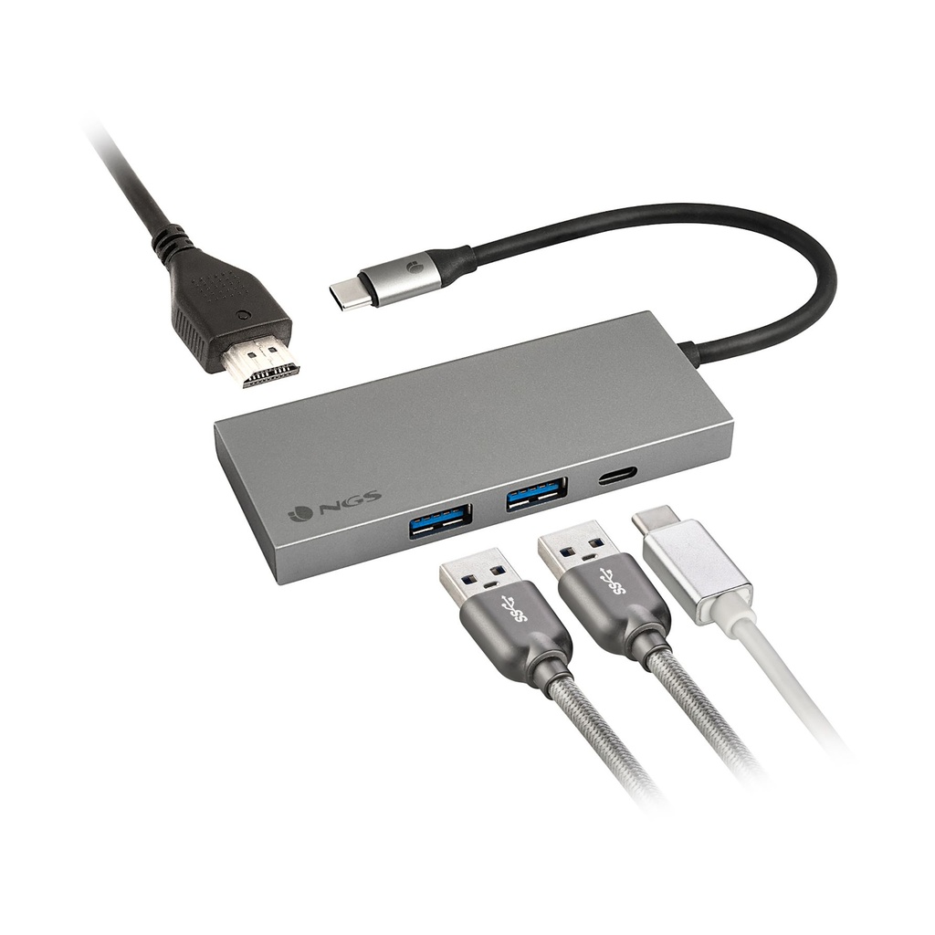 Docking USB Tipo-C NGS WonderDock4 Pro/ 2xUSB/ 1xUSB Tipo-C DP/ 1xHDMI 4K/ Gris