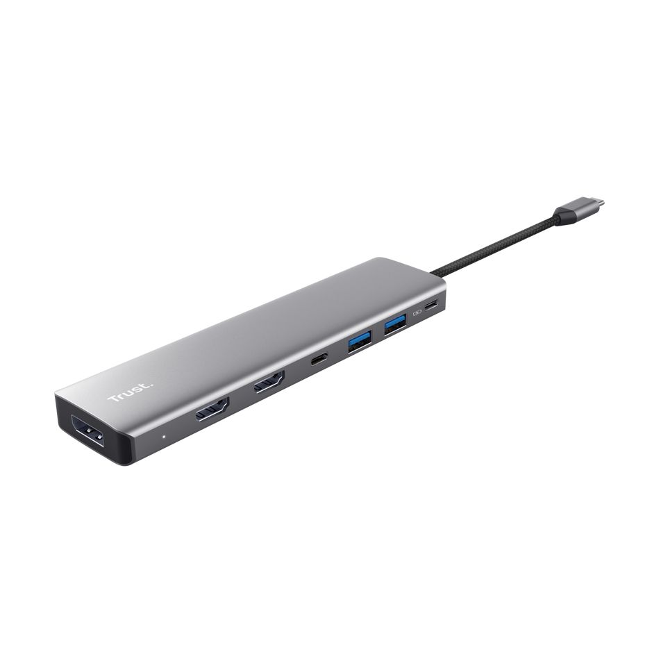 Docking USB Tipo-C Trust Dalyx/ 2xUSB/ 2xHDMI 4K/ 1xDisplayPort/ 1xUSB Tipo-C PD/ Gris