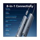 Docking USB Tipo-C Vention TGUHB/ RJ45/ 2xUSB/ 1xUSB Tipo-C/ 1xHDMI/ 1xUSB Tipo-C PD/ 1xLector de Tarjetas/ Gris