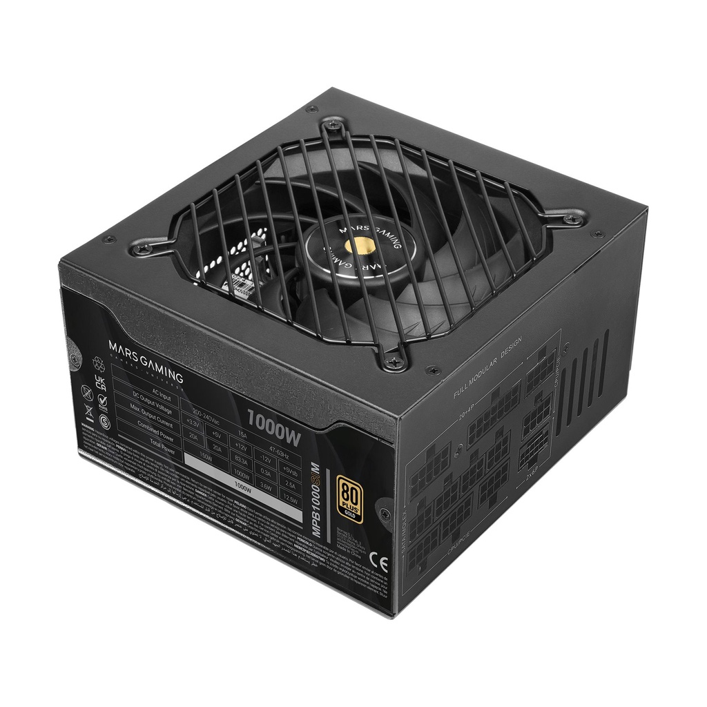 Mars Gaming MPB1000SIM Power Supply / 1000W / 14cm Fan / 80 Plus Gold