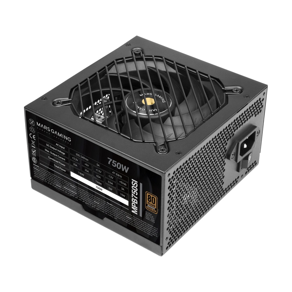 Fuente de Alimentación Mars Gaming MPB750SI/ 750W/ Ventilador 12cm/ 80 Plus Bronze