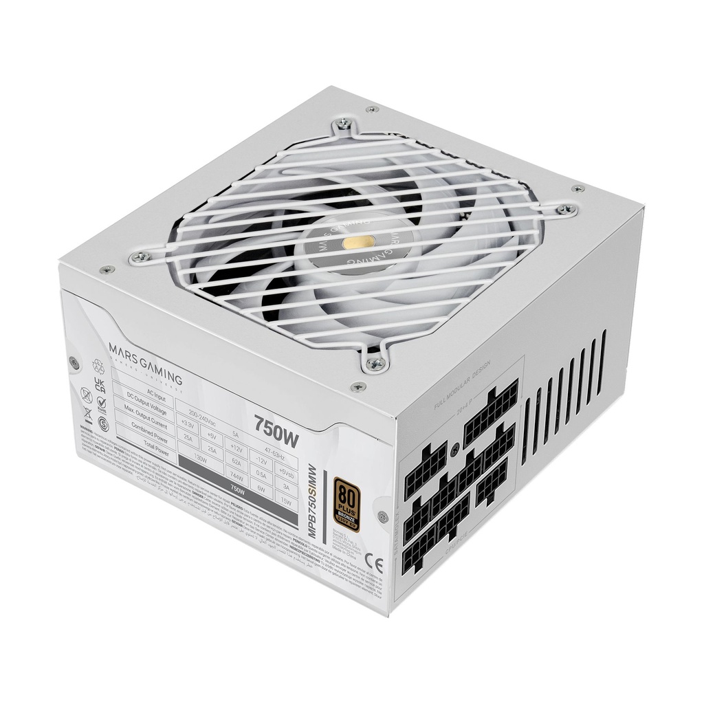 Mars Gaming MPB750SIM Power Supply / 750W / 14cm Fan / 80 Plus Bronze / White
