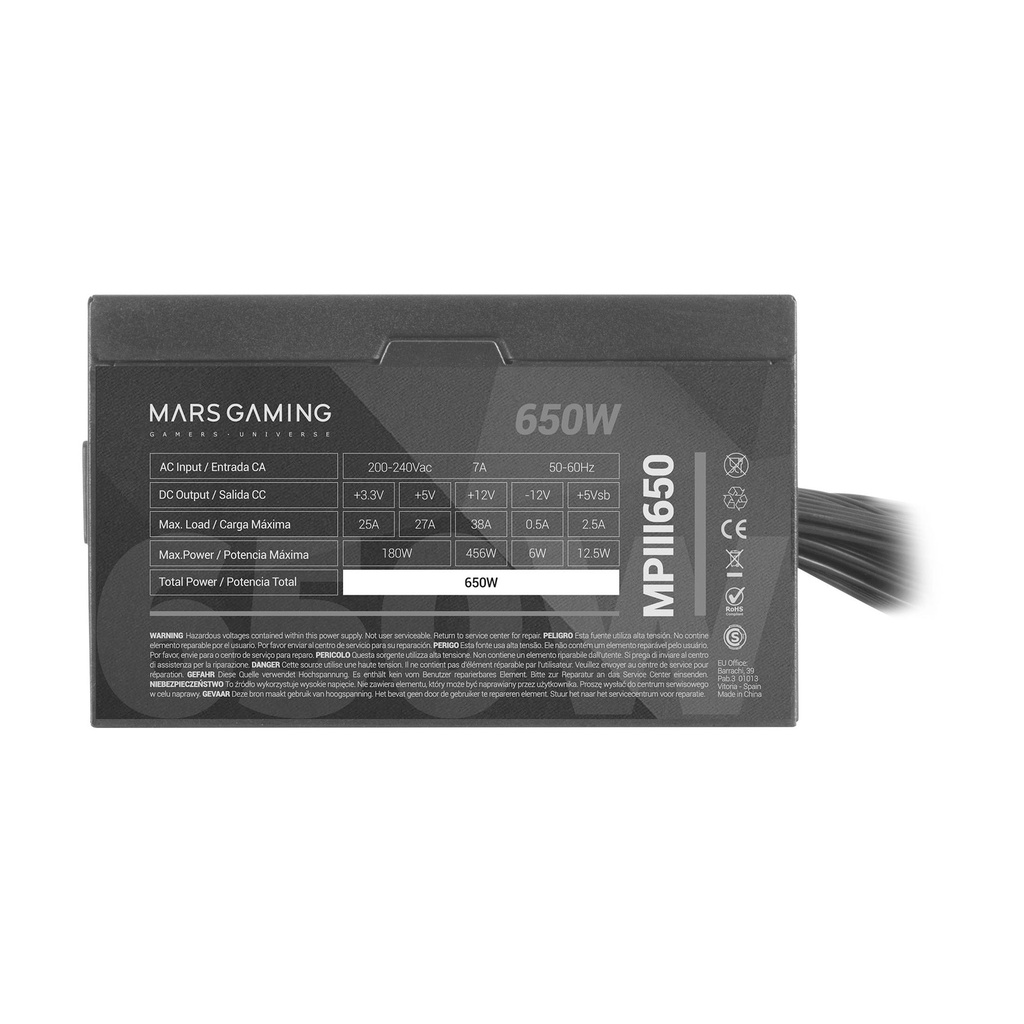 Fuente de Alimentación Mars Gaming MPIII650/ 650W/ Ventilador 12cm