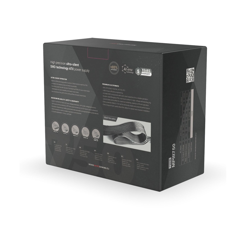 Fuente de Alimentación Mars Gaming MPIII750/ 750W/ Ventilador 12cm