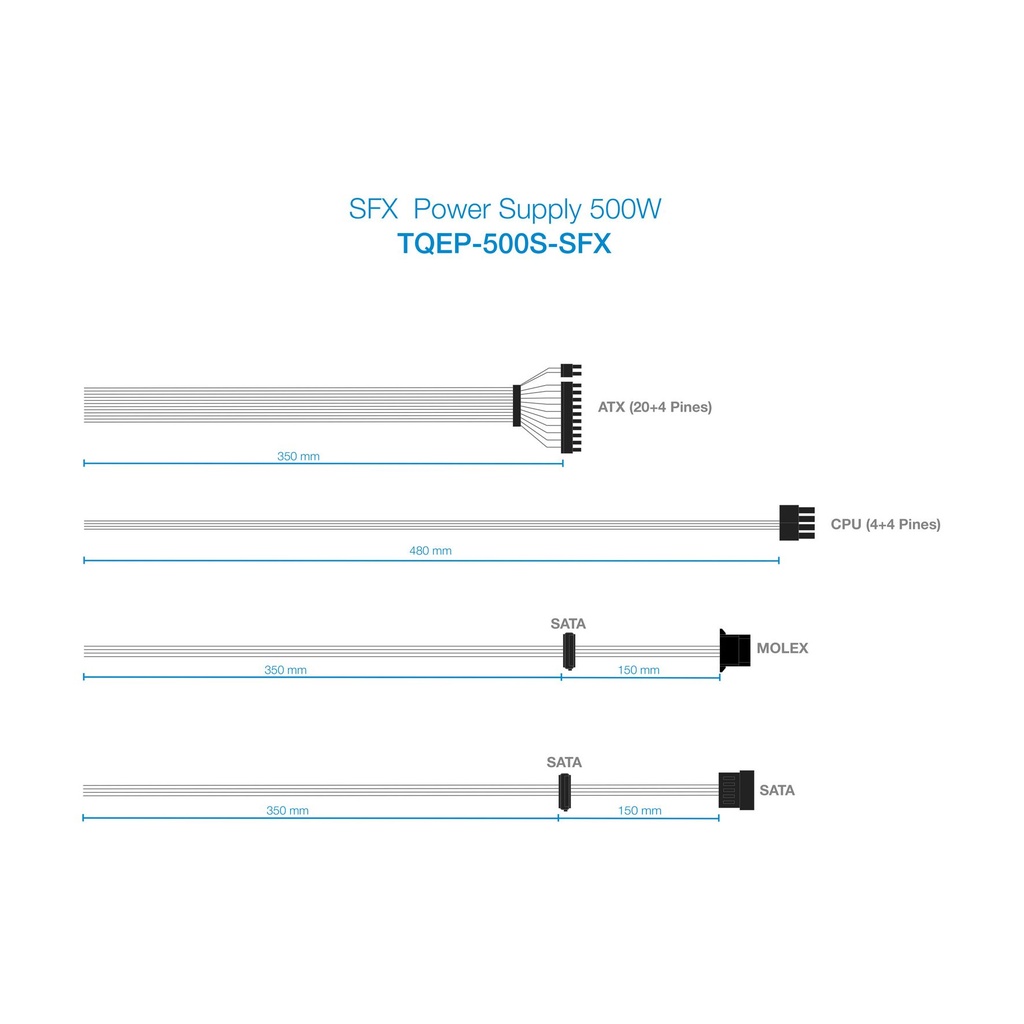 TooQ TQEP-500S-SFX SFX Power Supply / 500W / 8cm Fan