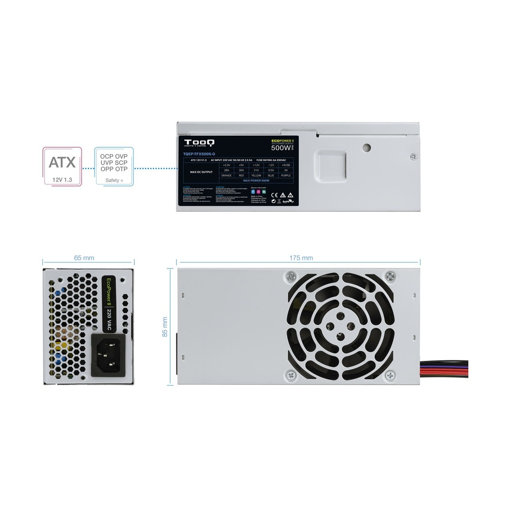 TooQ TFX Power Supply TQEP-TFX500S-O/ 500W/ 8cm Fan