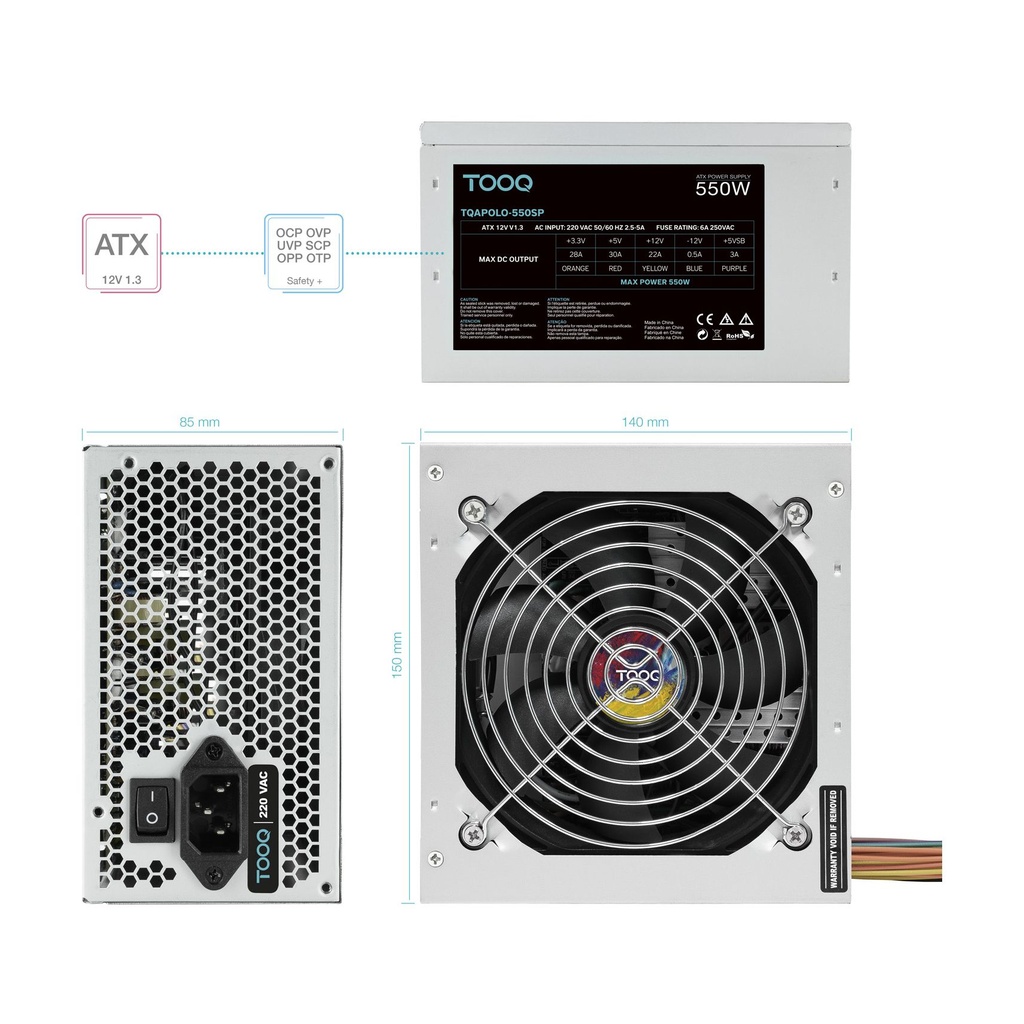 TooQ TQAPOLO-550SP Power Supply / 550W / 12cm Fan