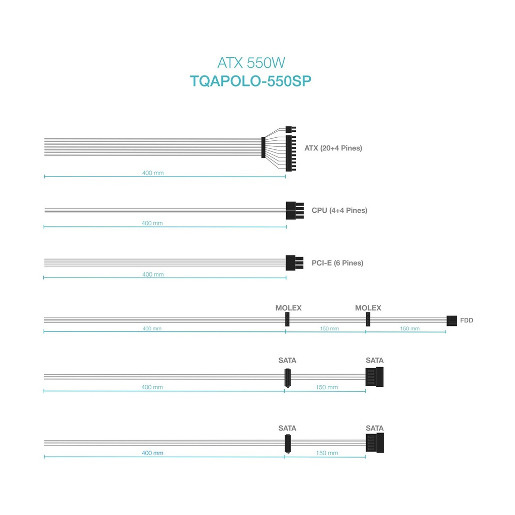 TooQ TQAPOLO-550SP Power Supply / 550W / 12cm Fan