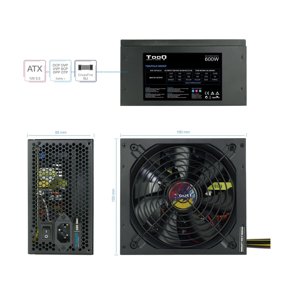 TooQ TQAPOLO-600SP Power Supply / 600W / 14cm Fan