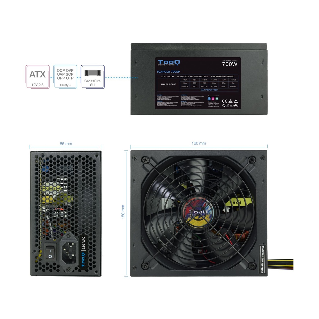 TooQ TQAPOLO-700SP Power Supply / 700W / 14cm Fan