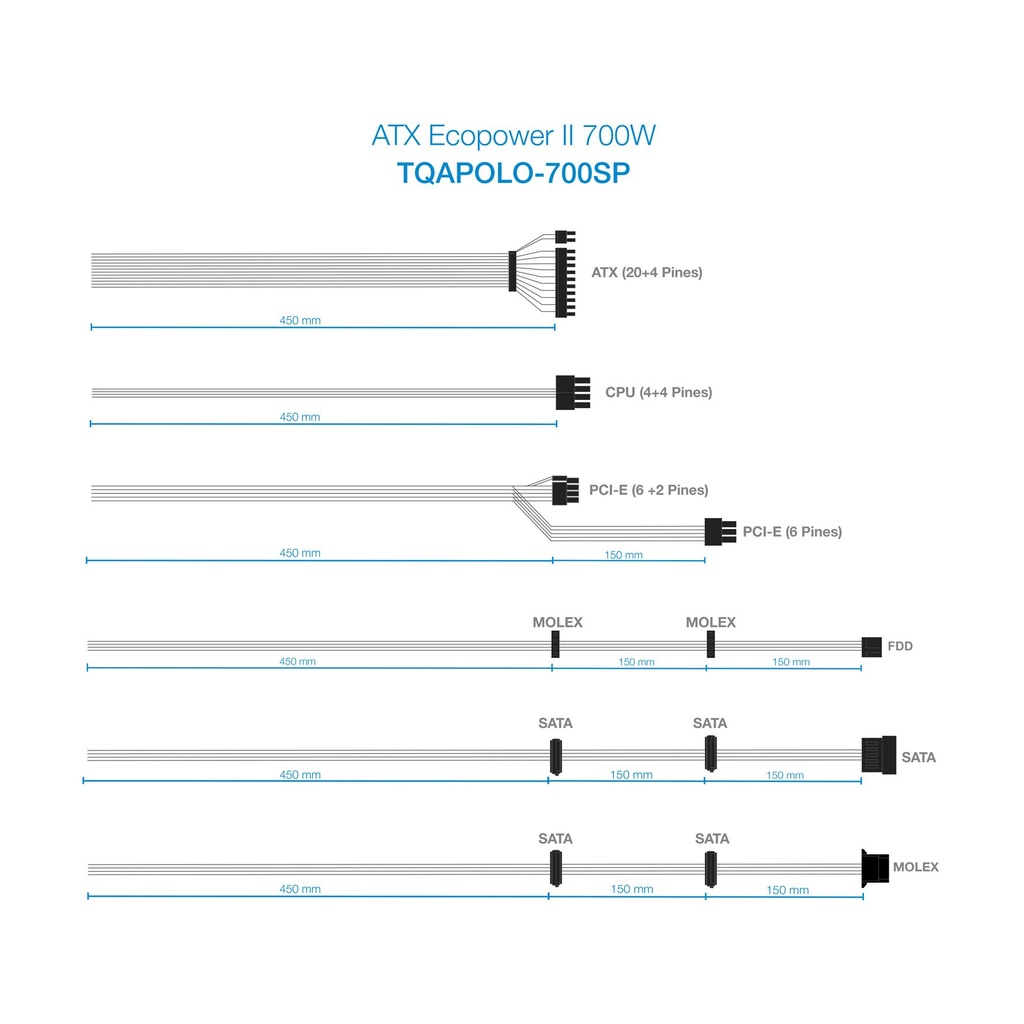 TooQ TQAPOLO-700SP Power Supply / 700W / 14cm Fan