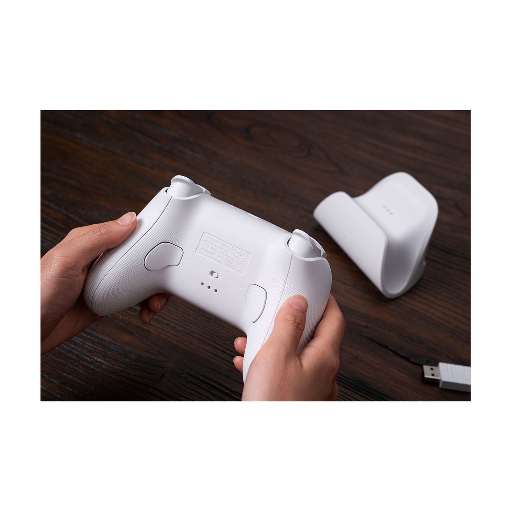 Gamepad 8BitDo Ultimate Bluetooth/2.4G con adaptador + base de carga Blanco - Mando Nintendo Switch/Smartphone/PC