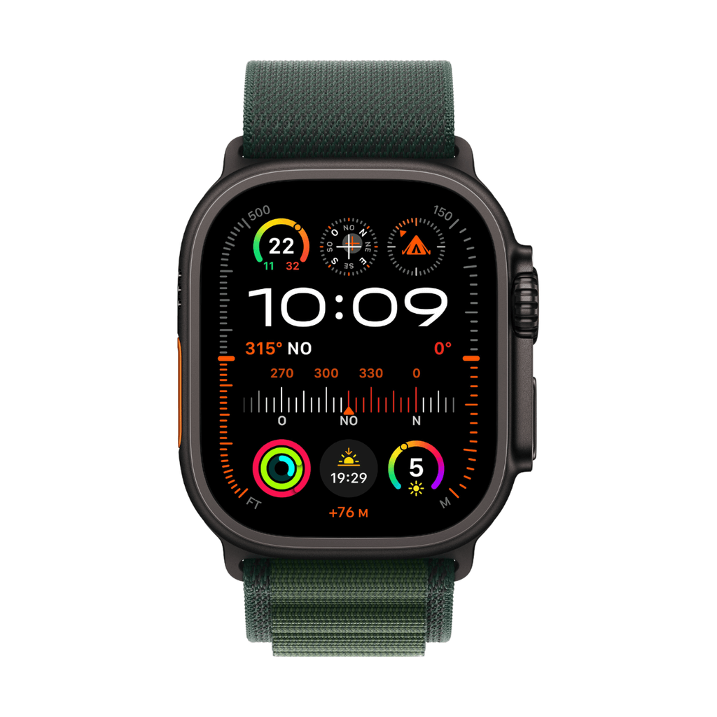 Apple Watch Ultra 2 GPS + Cellular 49mm Titanio Negro con Correa Alpine Loop Verde Oscuro - Talla M
