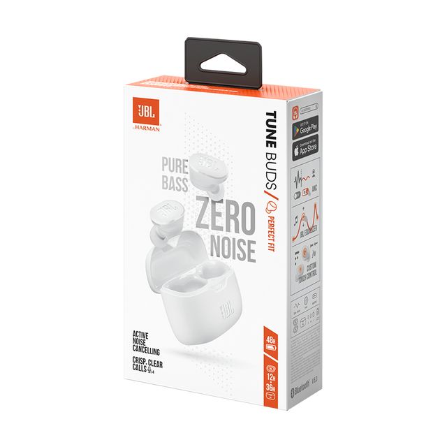 JBL Tune Buds, Wireless In Ear Bluetooth Headset White, JBLTBUDSWHT