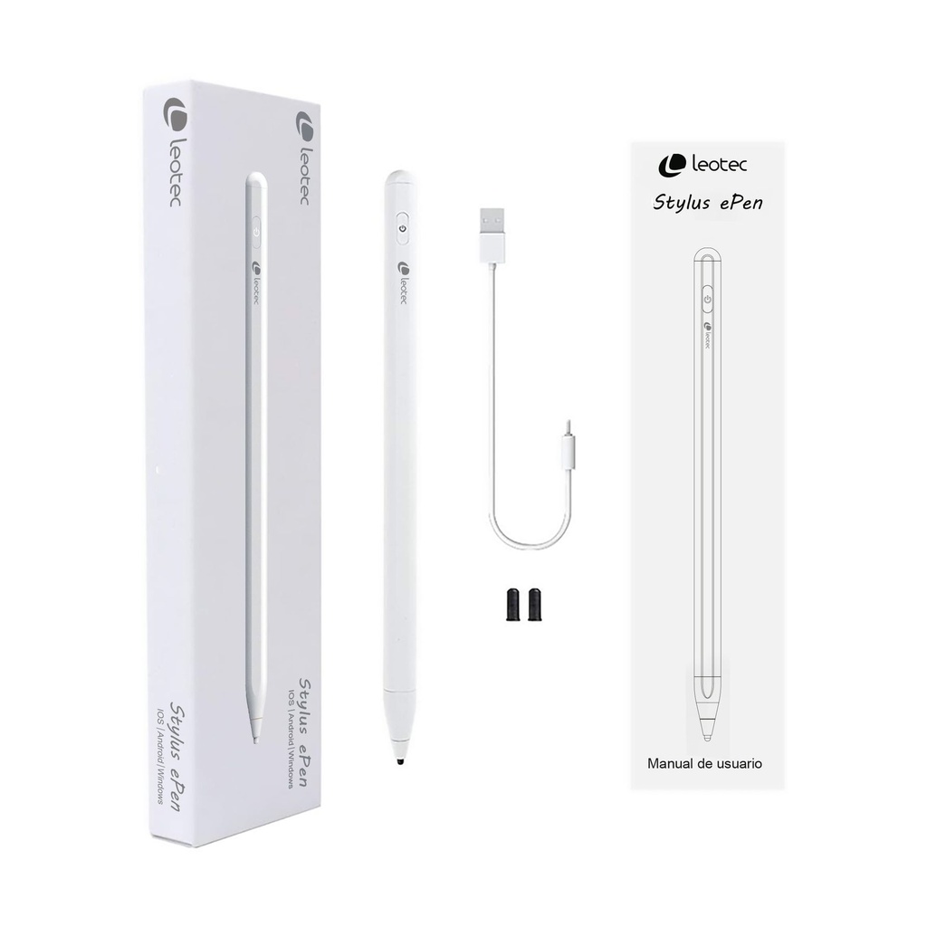 Lápiz Electrónico Leotec LESTP04W Stylus ePen Plus para Android, Apple y Windows/ Blanco