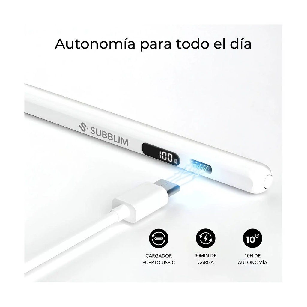 Lápiz Electrónico Subblim NoteFlow Pen para iPad/ Blanco