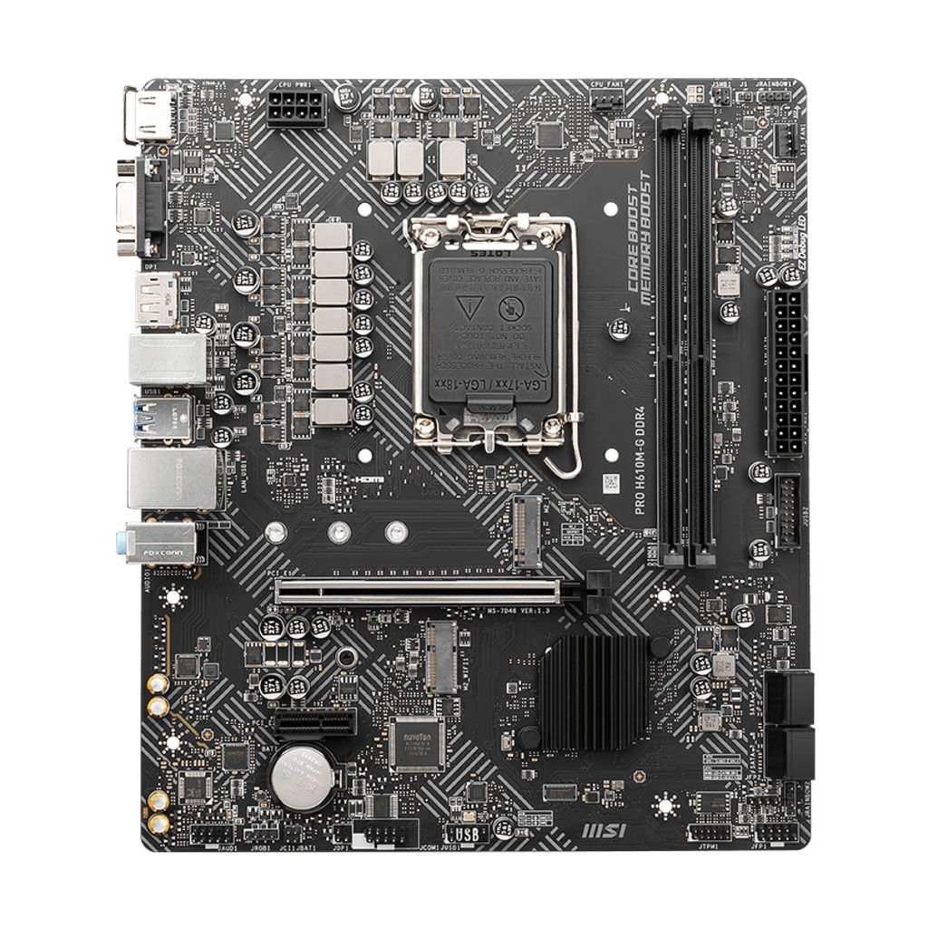 PLACA MSI PRO H610M-G INTEL1700 2DDR4 HDMI PCIE3.0 4SATA3 USB3.2 MATX