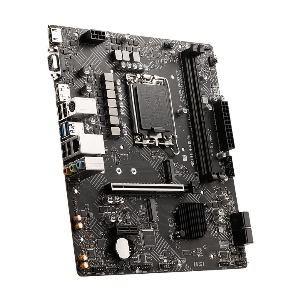PLACA MSI PRO H610M-G INTEL1700 2DDR4 HDMI PCIE3.0 4SATA3 USB3.2 MATX