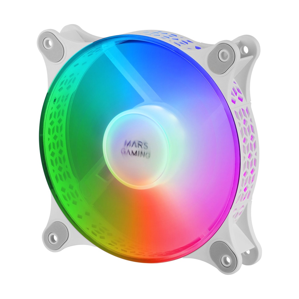 Pack 2 Ventiladores Mars Gaming MFDUOW/ 12cm/ FRGB/ Blancos