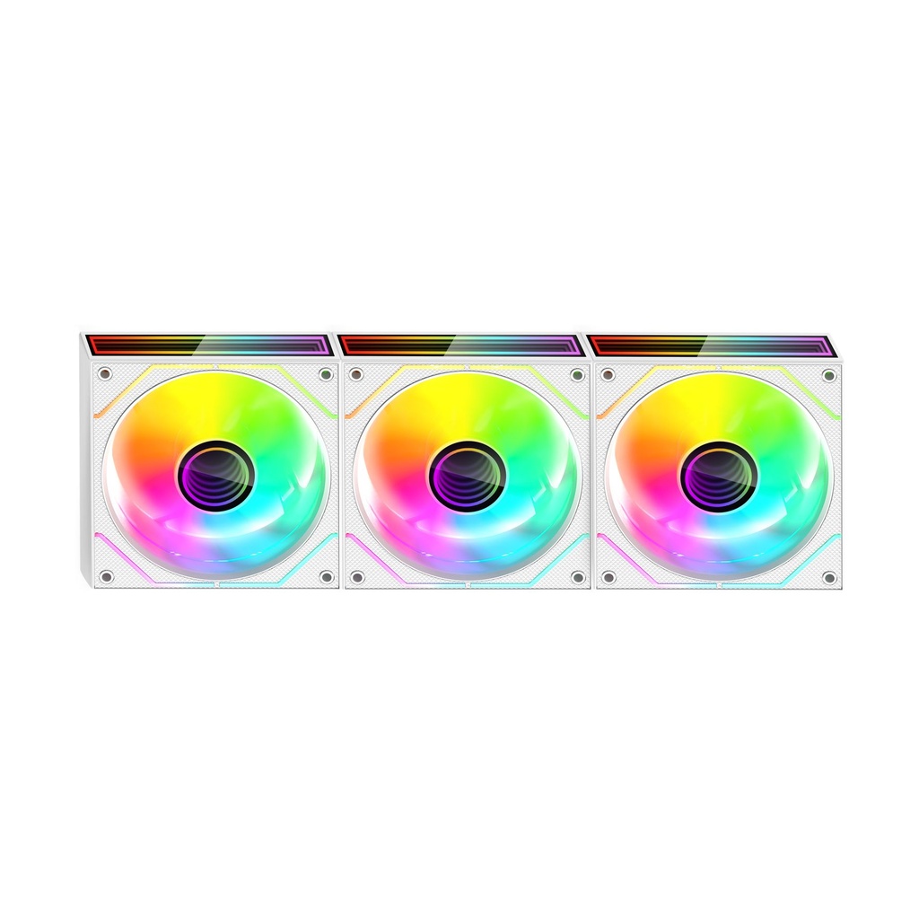 Pack 3 Ventiladores Mars Gaming MF-3DPROKIT/ 12cm + HUB + Mando a Distancia/ ARGB/ Blanco