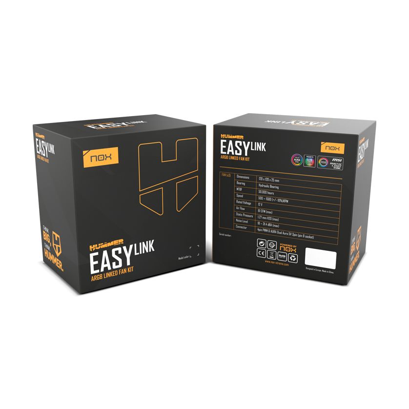 Pack 3 Ventiladores Nox Easy Link/ ARGB/ 12cm