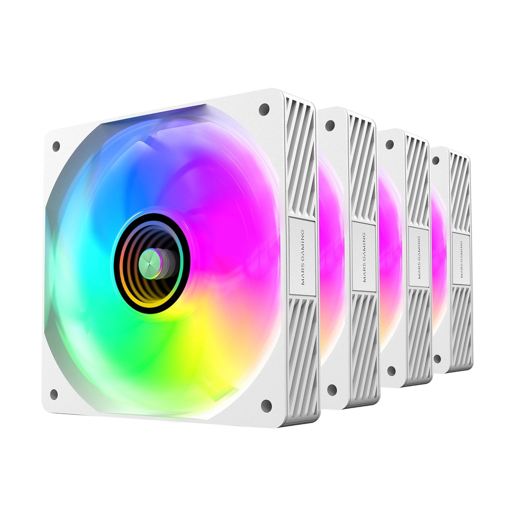 Pack 4 Ventiladores Mars Gaming MF-SI4KIT/ 12cm + HUB + Mando a Distancia/ ARGB/ Blancos