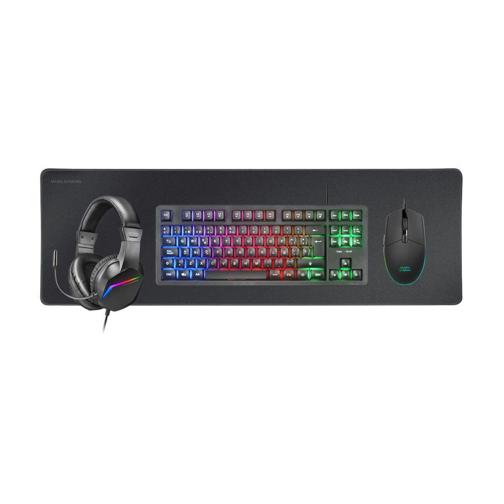 Mars Gaming MCP-RGB3 Gaming Pack/ RGB Keyboard + Optical Mouse + XXL Mouse Pad + Headphones