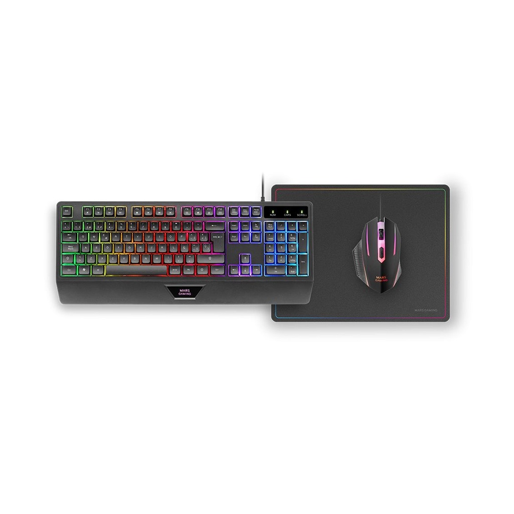Mars Gaming MCP124 Gaming Pack/ H-MECH Keyboard + Optical Mouse + Mouse Pad/ Black