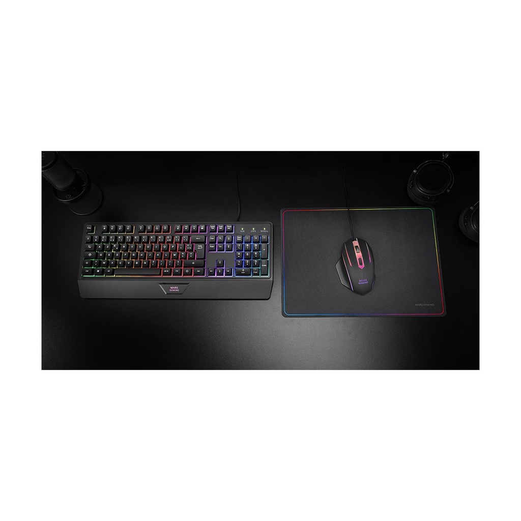 Mars Gaming MCP124 Gaming Pack/ H-MECH Keyboard + Optical Mouse + Mouse Pad/ Black