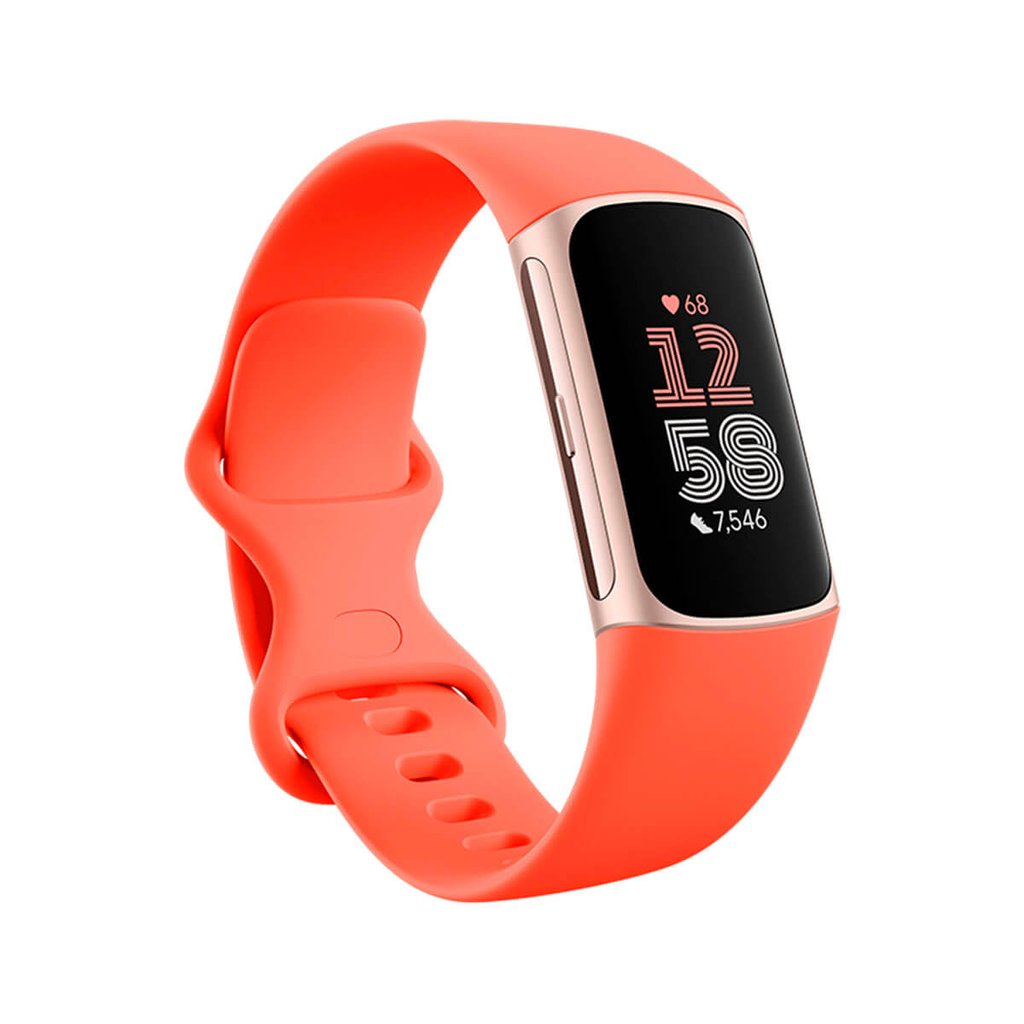 Fitbit Charge 6 Coral (Coral) y Cuerpo de Aluminio Oro Champagne