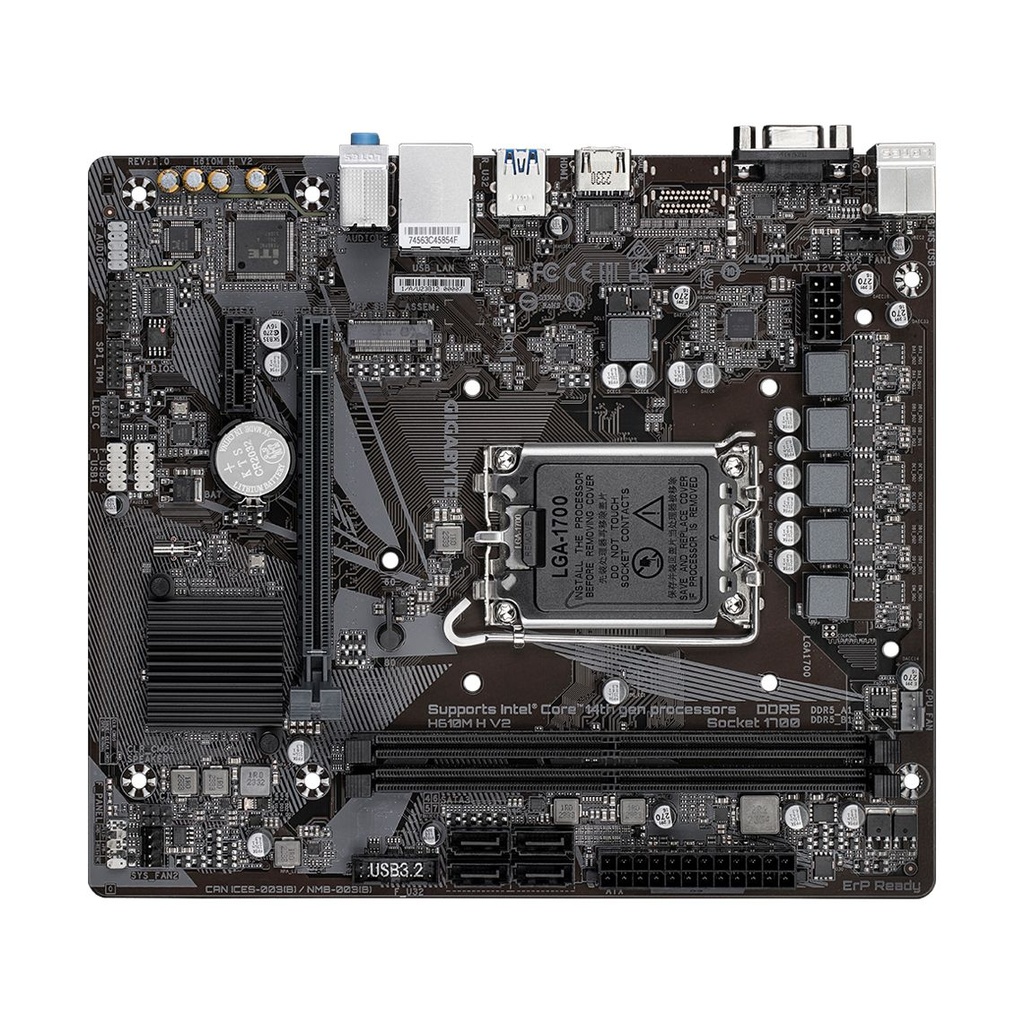 Placa Base Gigabyte H610M H V2 Socket 1700/ DDR5/ PCIe 4.0/ Micro ATX
