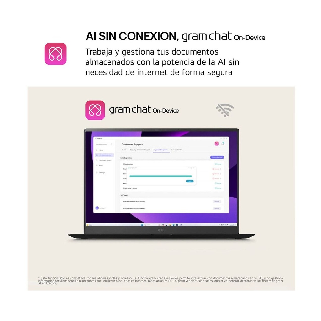 Laptop LG Gram 14ZD90T-G.AX78B Intel Core Ultra 7-255H/ 16GB/ 1TB SSD/ 14"/ Without Operating System