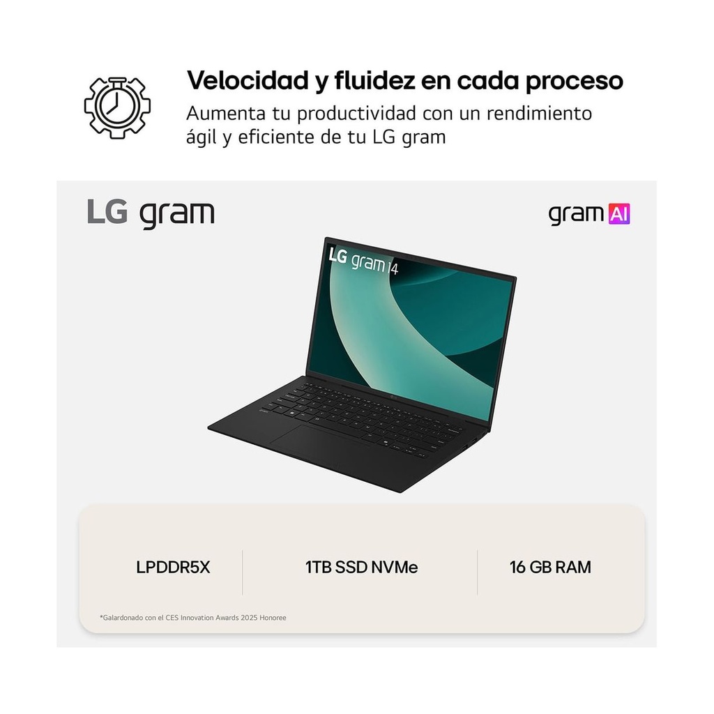 Laptop LG Gram 14ZD90T-G.AX78B Intel Core Ultra 7-255H/ 16GB/ 1TB SSD/ 14"/ Without Operating System