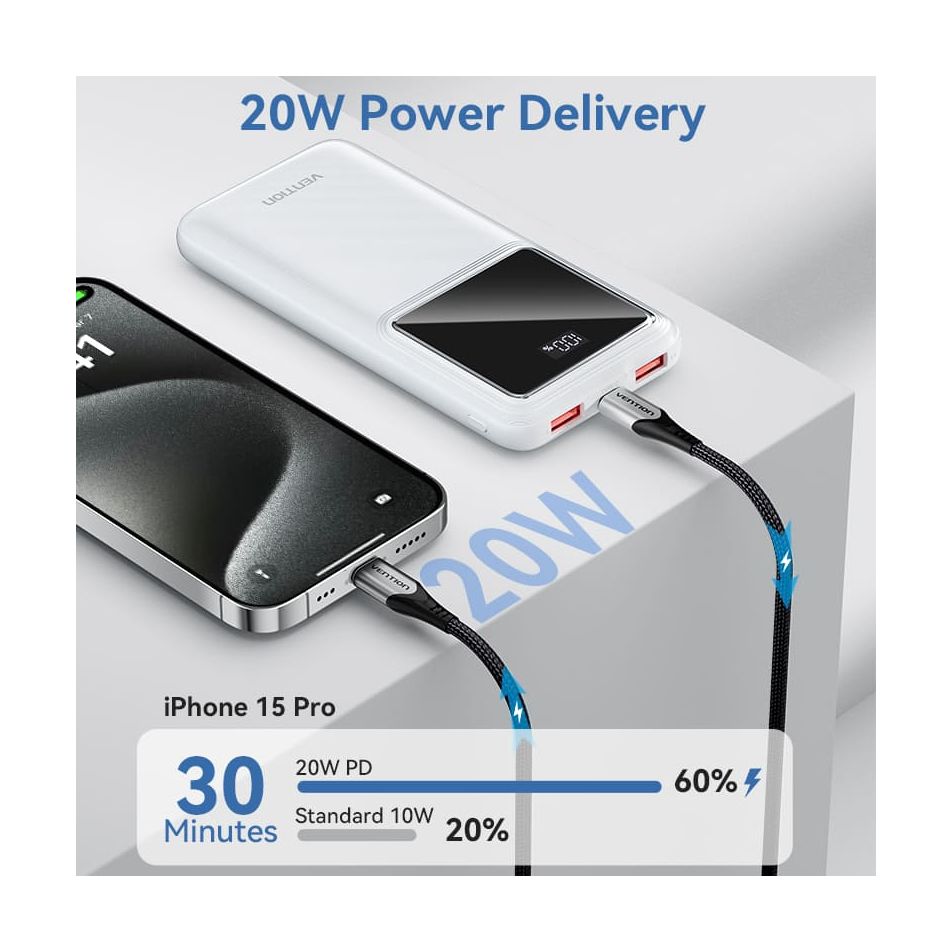 Powerbank 10000mAh Vention FHKW0/ 22.5W/ White