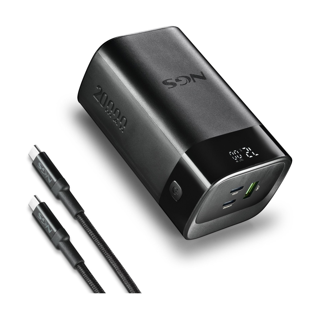 Powerbank 20000mAh NGS TWIX20/ 65W/ Compatible con Portátiles/ Negra
